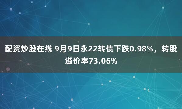 配资炒股在线 9月9日永22转债下跌0.98%，转股溢价率73.06%